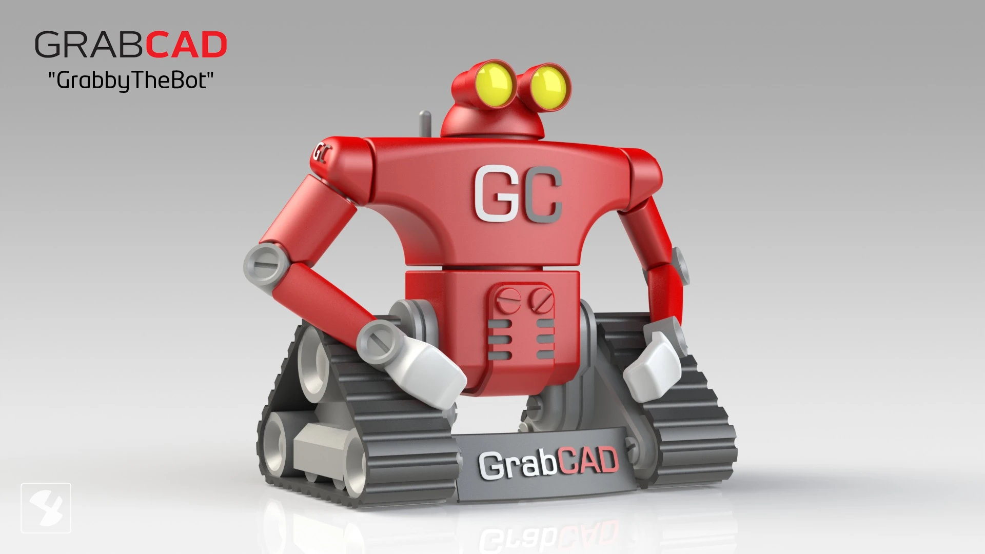 Grabbythebot, Selcuk Ozmumcu's award-winning 3D Logo Design built for 3D Printing for Grabcad.